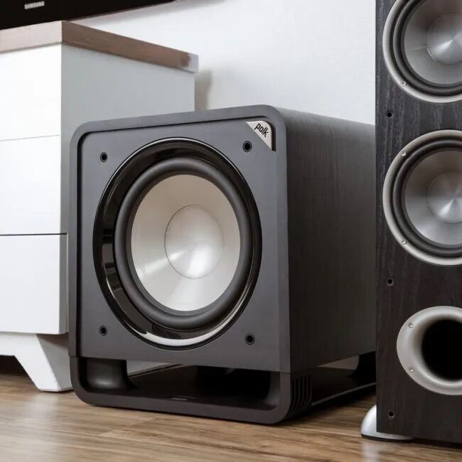 polk audio hts 12 subwoofer walnut/black 1 year warranty same day delivery