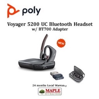 POLY VOYAGER 5200 UC Bluetooth Headset with BT700 Adapter