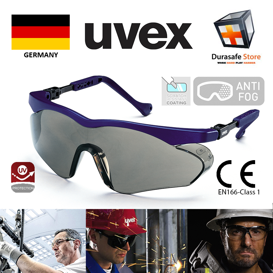 [Durasafe] UVEX 9197266 Skyper SX2 Safety Glasses Blue Frame Grey Supravision HC-AF Len