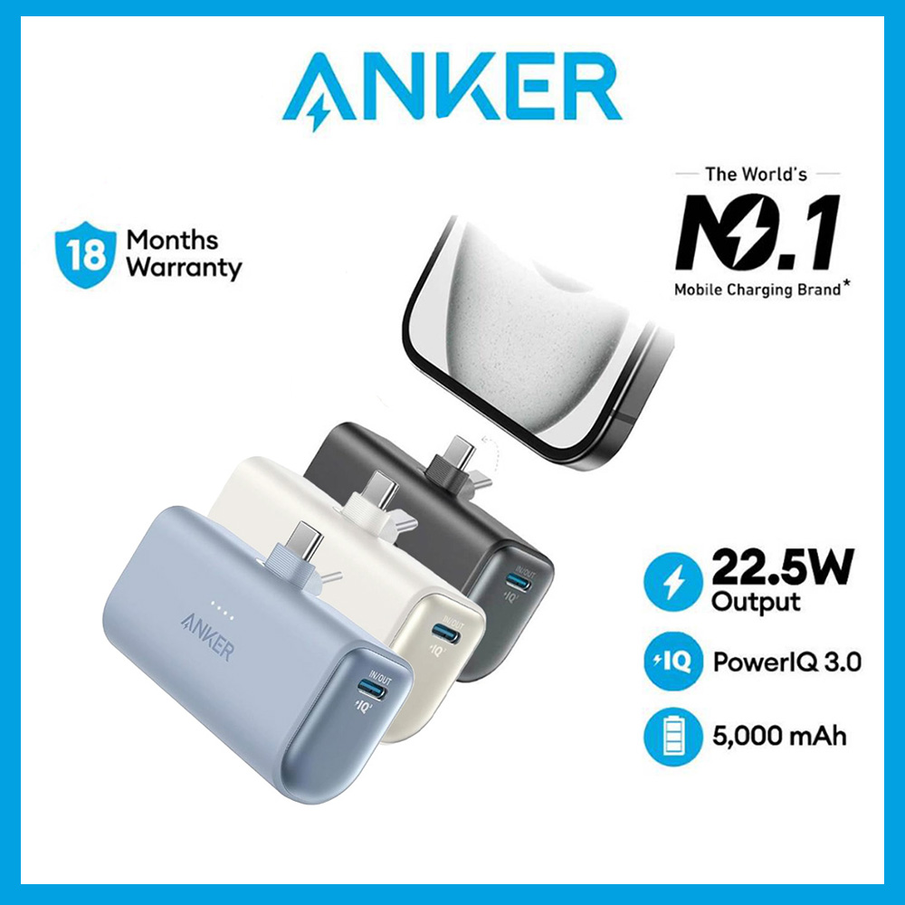 Anker Powerbank Fast Charging Powercore 5000mah 22.5W Power Bank Portable Charger USB C Anker Charger (A1653)
