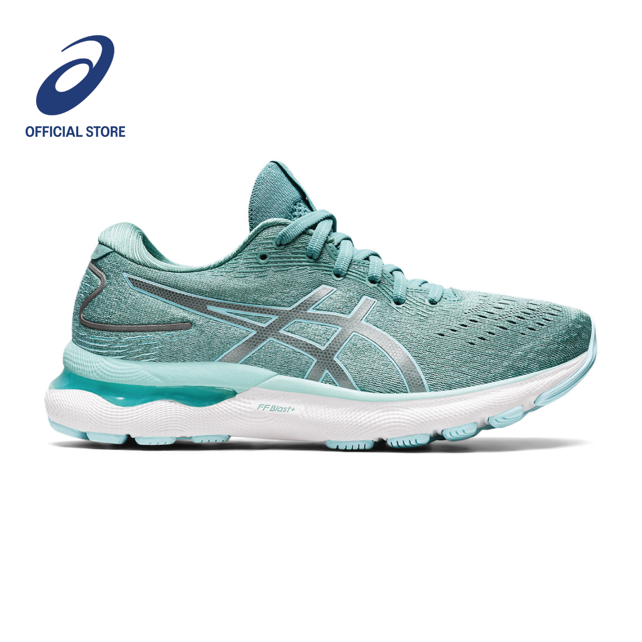 ASICS Women GEL-NIMBUS 24 Running Shoes in Sage/Clear Blue