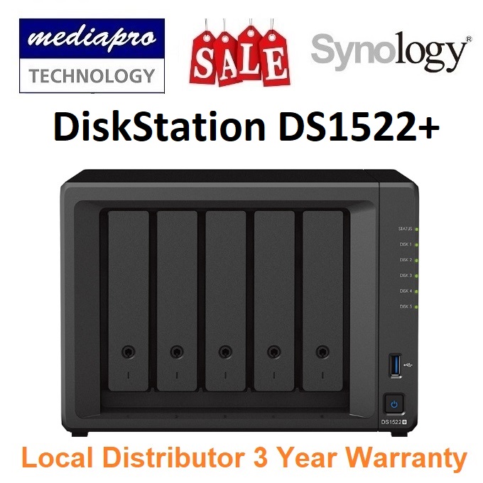SYNOLOGY DiskStation DS1522+ 5-Bay NAS ( without HDD )  - 3 Years SG Distributor Warranty