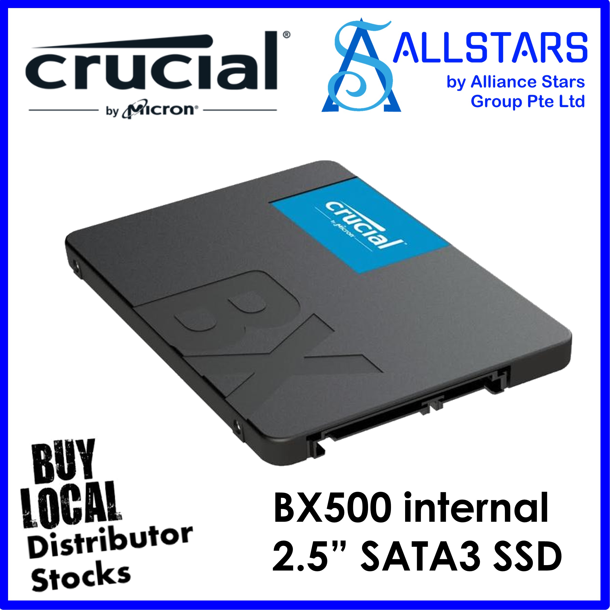 (ALLSTARS : WE ARE BACK / DIY Storage PROMO) Crucial 1TB / 2TB BX500 / Crucial BX500 1TB / Crucial BX500 2TB / internal 2.5 inch SATA3 SSD (1TB : CT1000BX500SSD1 / 2TB : CT2000BX500SSD1) / Best Notebo