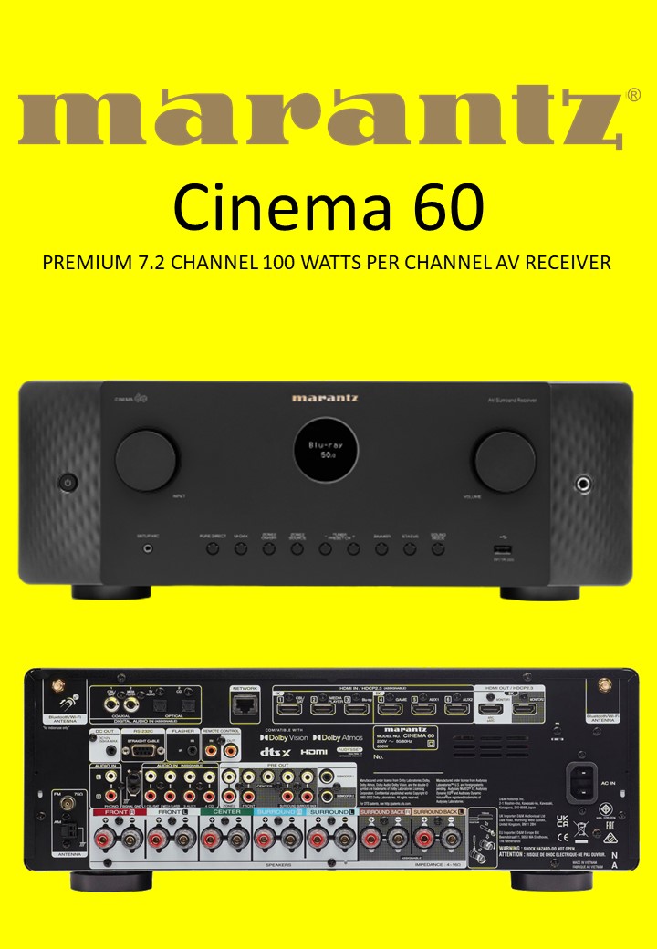Marantz CINEMA 60 PREMIUM 7.2 CHANNEL | 100 WATTS PER CHANNEL AV RECEIVER