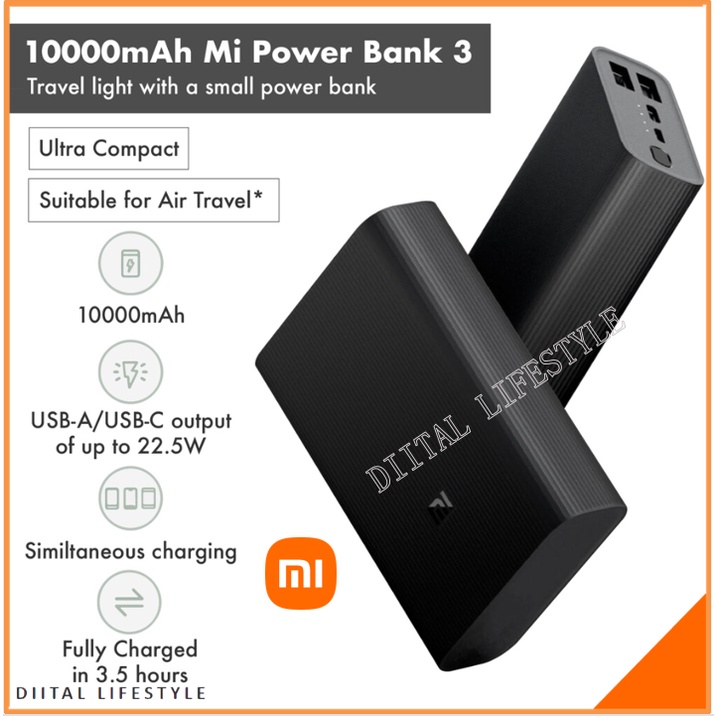 XiaoMi Powerbank 3 Pocket Edition & Ultra Compact 10000mah (PB1022ZM) 22.5W Fast charging