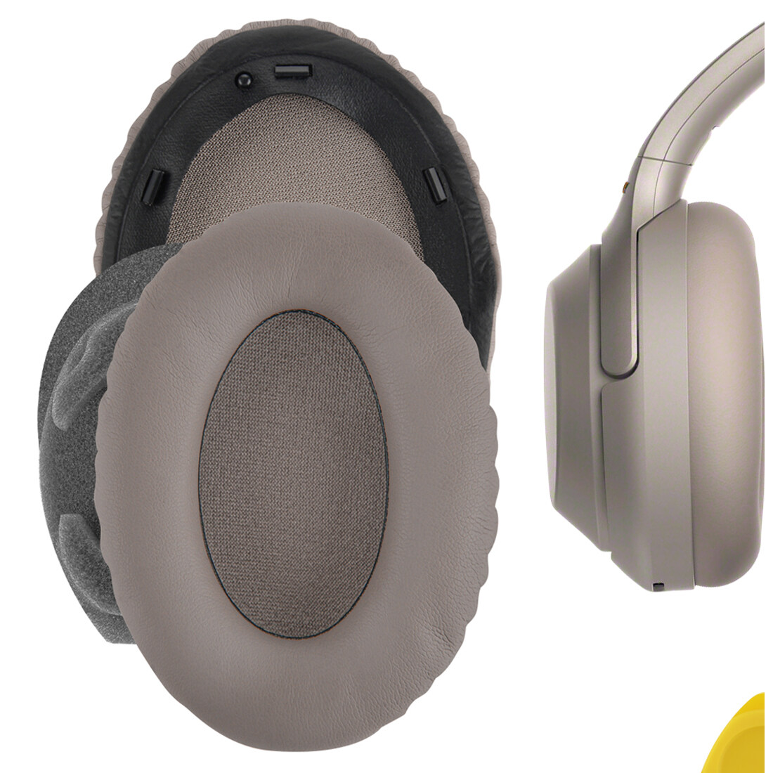 Geekria Protein Leather Replacement Ear Pads for WH1000XM3, WH-1000XM3 Headphones, Replacement Ear Cushion/Ear Cups/Ear Cover/Earpads (Gold)